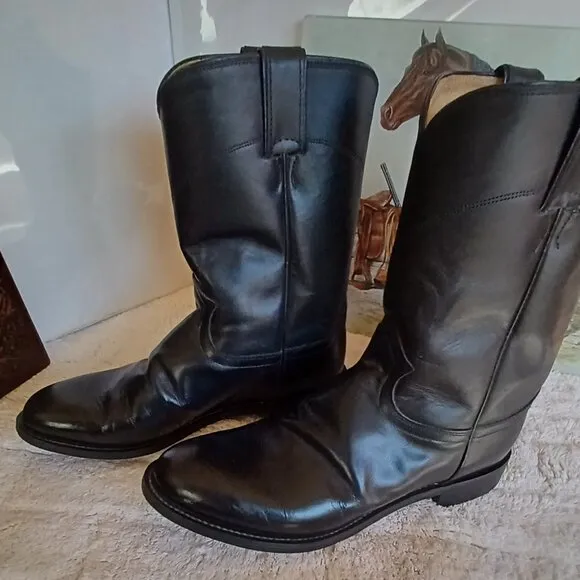 Justin Boots Style 3133 Jackson Roper Black Boots Size 8.5 EE