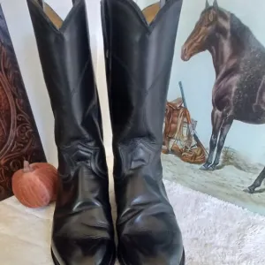 Justin Boots Style 3133 Jackson Roper Black Boots Size 8.5 EE