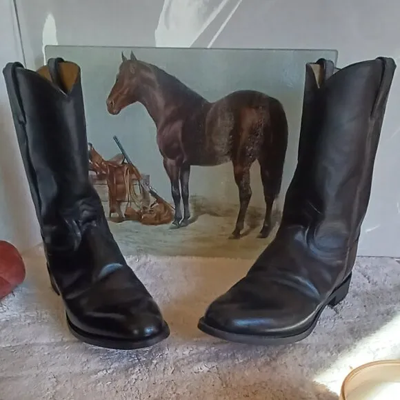 Justin Boots Style 3133 Jackson Roper Black Boots Size 8.5 EE