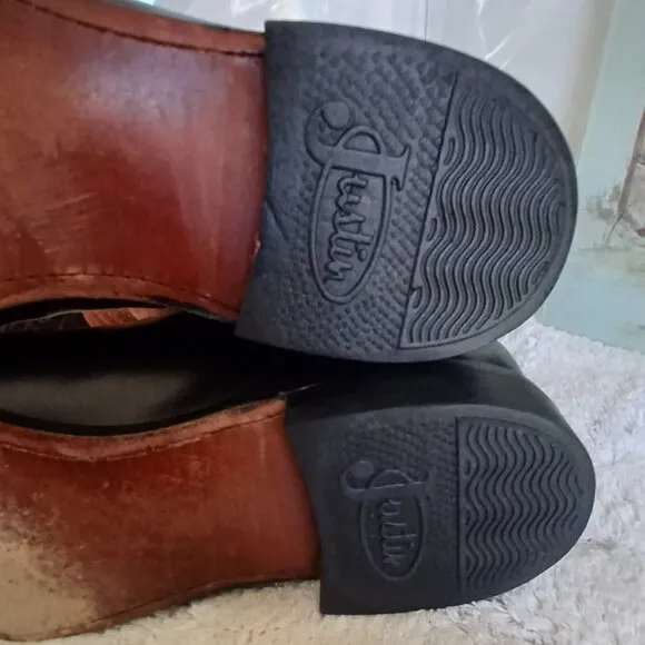 Justin Boots Style 3133 Jackson Roper Black Boots Size 8.5 EE
