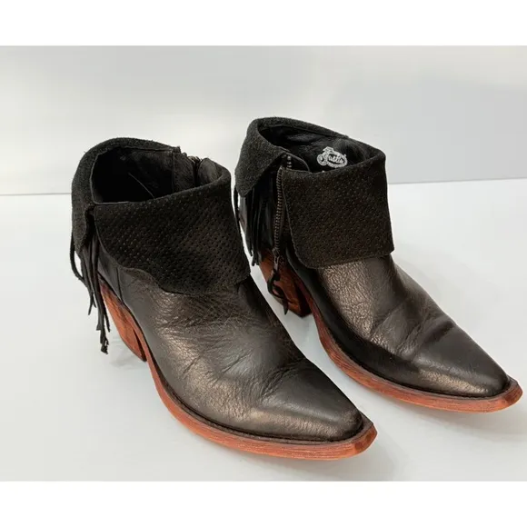 Justin Boots Womens Hope Fringe Snip Toe Cowboy Booties - 8