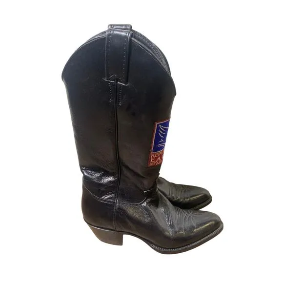 Justin Brand Black &quot;Repulican Eagles&quot; Leather Cowboy Boot Sz  7