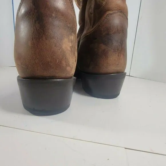 JUSTIN classic Leather Western Cowboy Brown Boots Mens‎ Size 11.5, 13&quot; tall