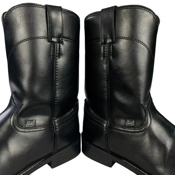 Justin‎ Classic Roper Leather Western Cowboy Boots Round Toe Mens Size 8.5