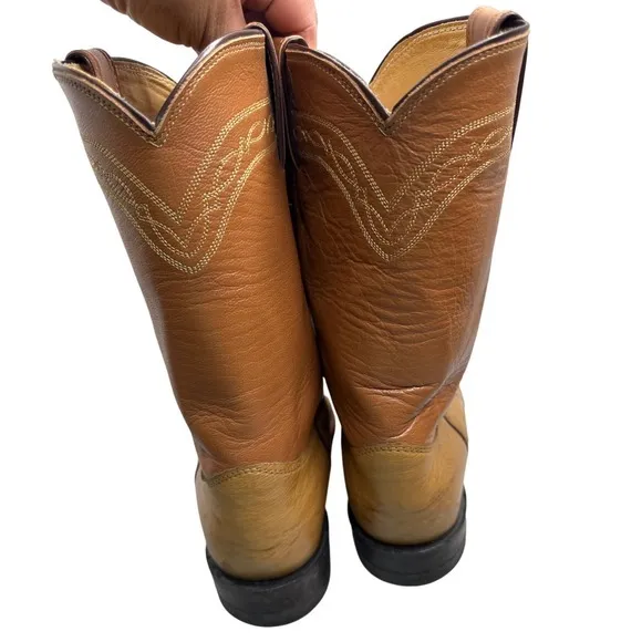 Justin Cowboy‎ Boots Genuine Ostrich Leather Men's Size 8.5 D Made in the USA