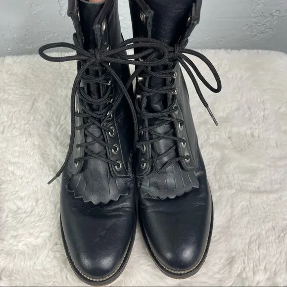 Justin Lace up Leather boots Size 7