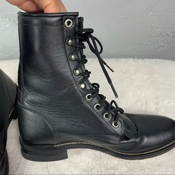 Justin Lace up Leather boots Size 7