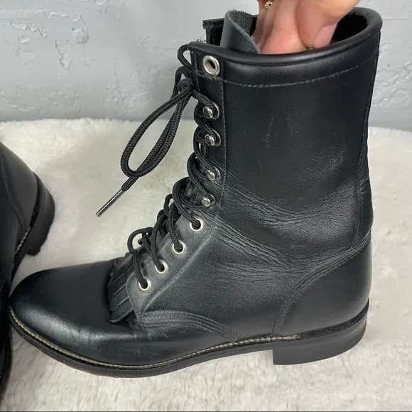 Justin Lace up Leather boots Size 7