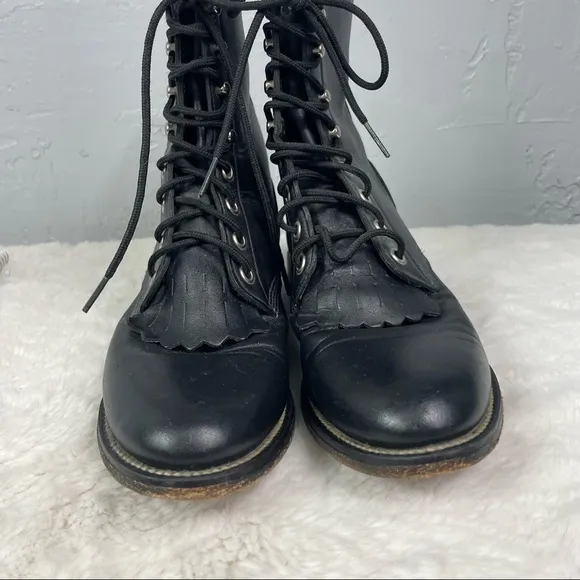 Justin Lace up Leather boots Size 7
