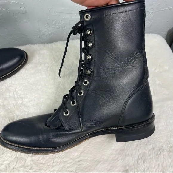 Justin Lace up Leather boots Size 7