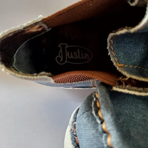 Justin Men's Hazer Denim Casual Hudson Shoes - Moc Toe Size 10