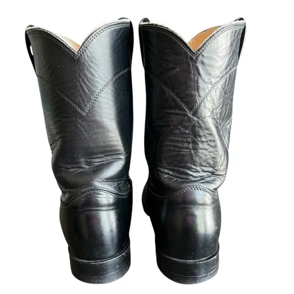Justin Men’s Kipskin Black Leather Roper Western Cowboy Boots 3133 Size 11 EE
