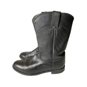 Justin Roper black leather cowboy boots L3703 western women 7.5B