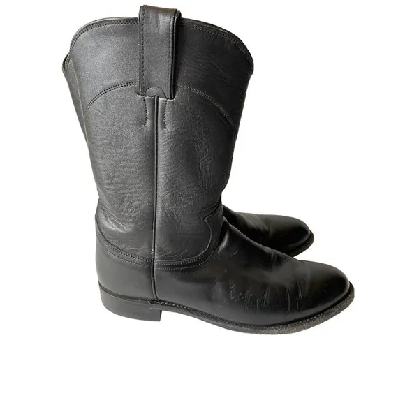 Justin Roper black leather cowboy boots L3703 western women 7.5B