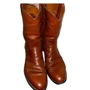 Justin Vintage brown leather mens cowboy boots 11.5good pre owned condi…