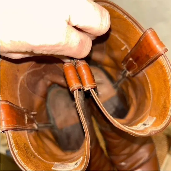Justin Vintage brown leather mens cowboy boots 11.5good pre owned condi…