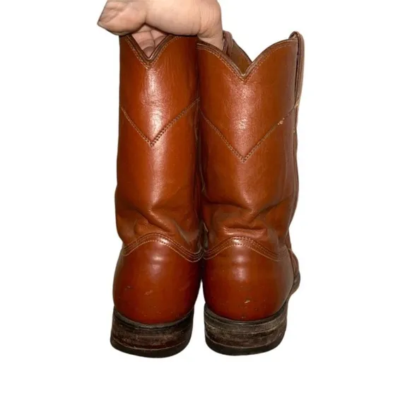 Justin Vintage brown leather mens cowboy boots 11.5good pre owned condi…