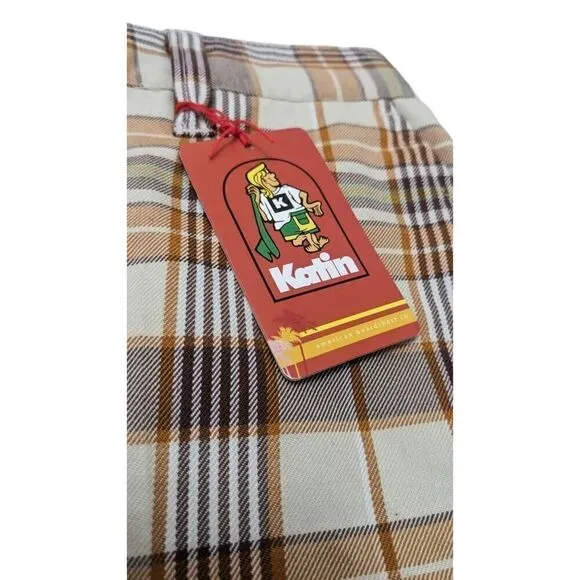 Karin Mens Size 28 Plaid Board Shorts Brown