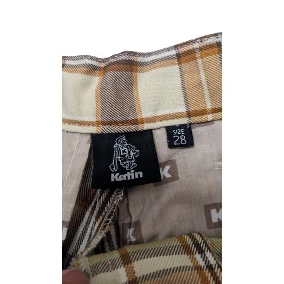 Karin Mens Size 28 Plaid Board Shorts Brown