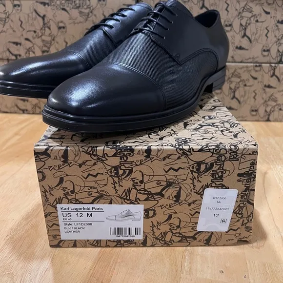 Karl Lagerfeld Paris LF1D2000 BLACK LEATHER Dress Shoe BNIB