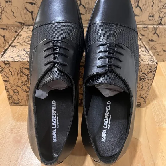 Karl Lagerfeld Paris LF1D2000 BLACK LEATHER Dress Shoe BNIB