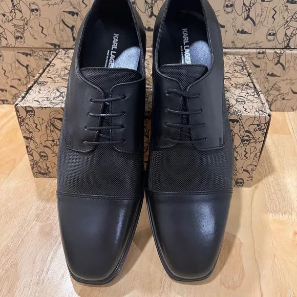 Karl Lagerfeld Paris LF1D2000 BLACK LEATHER Dress Shoe BNIB