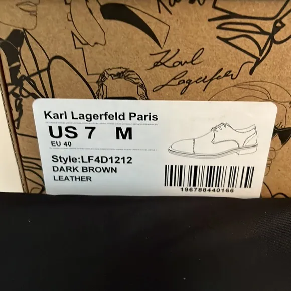 KARL LAGERFELD PARISMen's Leather Cap Toe Derby Lace-Up Shoe 7M Dark Br…