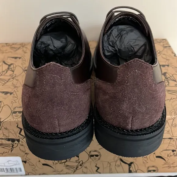 KARL LAGERFELD PARISMen's Leather Cap Toe Derby Lace-Up Shoe 7M Dark Br…