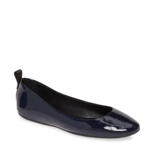 Karl Lagerfeld Patent Navy Veda Flats Sleek Loafers