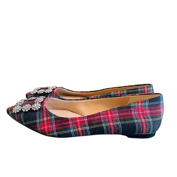 Karl Lagerfeld Women's Tartan Paris Nara 2 Plaid Flats SIZE 6.5
