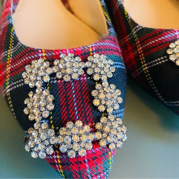 Karl Lagerfeld Women's Tartan Paris Nara 2 Plaid Flats SIZE 6.5