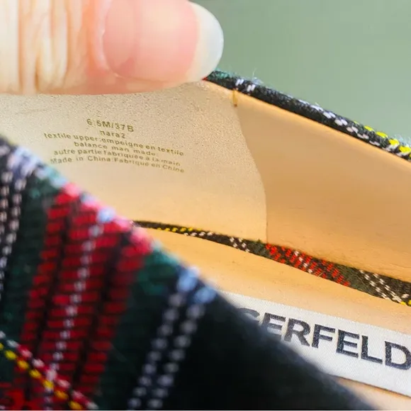 Karl Lagerfeld Women's Tartan Paris Nara 2 Plaid Flats SIZE 6.5