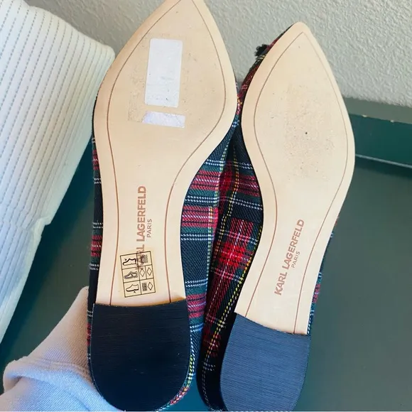 Karl Lagerfeld Women's Tartan Paris Nara 2 Plaid Flats SIZE 6.5
