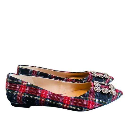 Karl Lagerfeld Women's Tartan Paris Nara 2 Plaid Flats SIZE 6.5