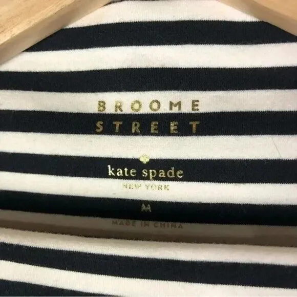 Kate Spade Broome Street Everyday Shift Dress Black &amp; White Stripe M