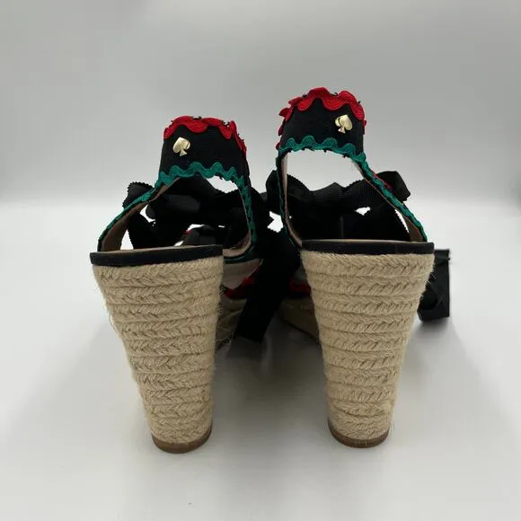 Kate Spade Javelina Ric Rac Trim Espadrille Wedges Sandals 10.5