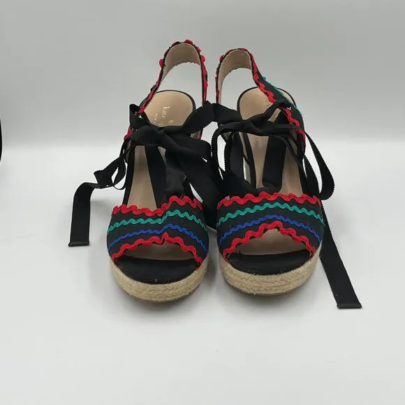Kate Spade Javelina Ric Rac Trim Espadrille Wedges Sandals 10.5