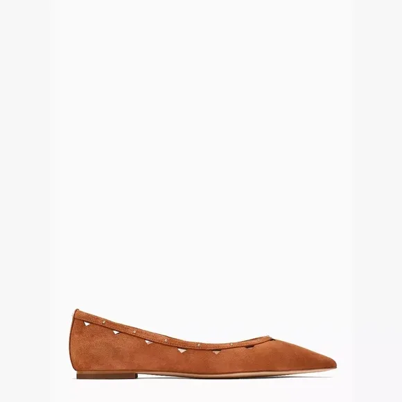 Kate Spade Melody Flats – Luxe Suede &amp; Gold Studded Elegance NWOB
