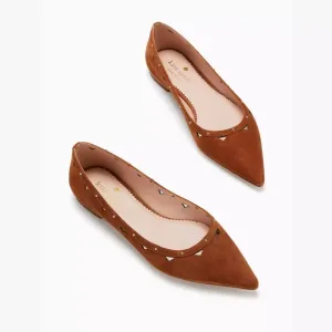 Kate Spade Melody Flats – Luxe Suede &amp; Gold Studded Elegance NWOB