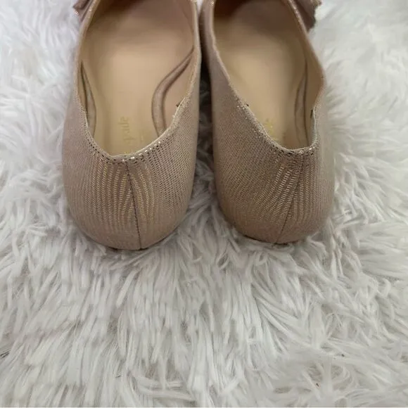 Kate Spade Nance Ruched Bow Lizard Print Metallic Suede Flats