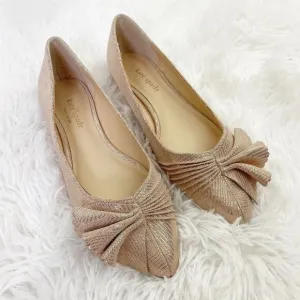 Kate Spade Nance Ruched Bow Lizard Print Metallic Suede Flats