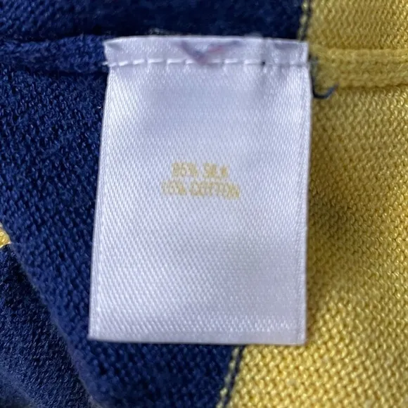 Kate Spade Nautical Boat Neck Silk Blend Stripe Sweater in Blue Yellow Size M