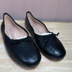 Kate Spade New York Black Leather Honey Napa Slip on Flats Ballerina Shoes 9B