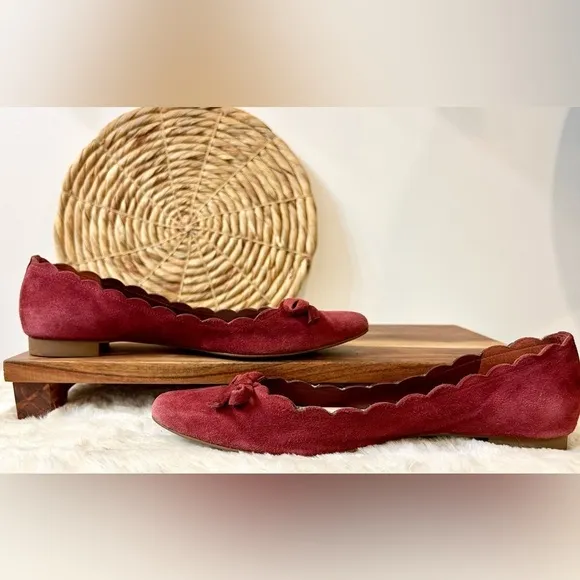 Kate Spade New York Eleni Petaled Ballet Flats in Dark Red Size 8