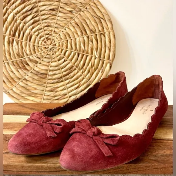 Kate Spade New York Eleni Petaled Ballet Flats in Dark Red Size 8