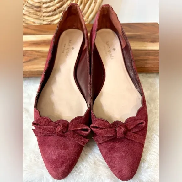 Kate Spade New York Eleni Petaled Ballet Flats in Dark Red Size 8