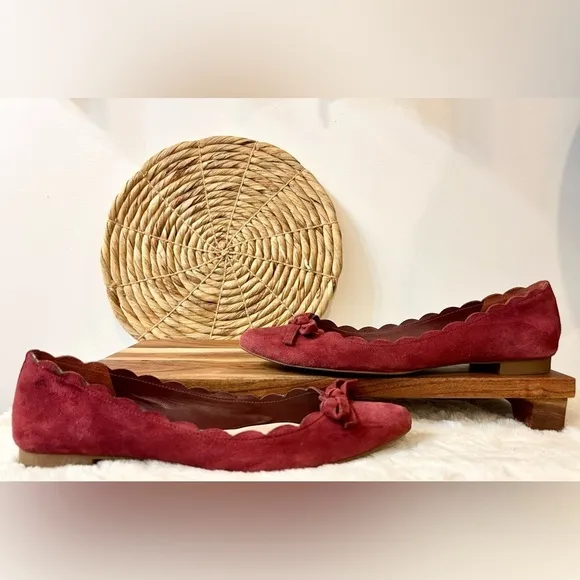 Kate Spade New York Eleni Petaled Ballet Flats in Dark Red Size 8
