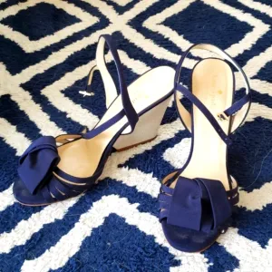 kate spade new york Navy Blue Grosgrain Wedges