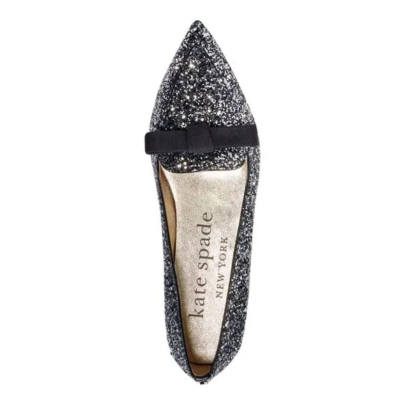 KATE SPADE NEW YORK Womens Black Poppy Pointed Toe Slip On Flats Shoes 6 B