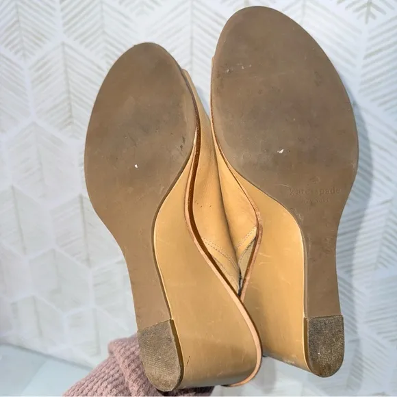 Kate Spade Nilena Slingback Wedges Tan Camel Leather Size 10 Women